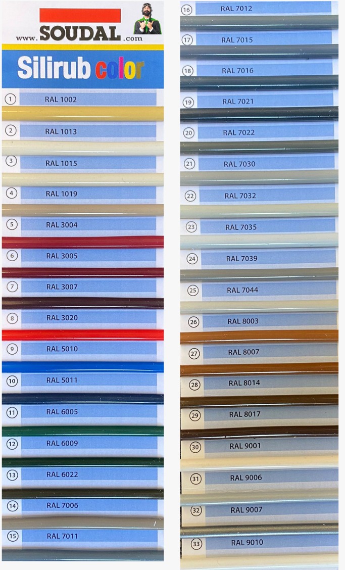 Soudal Silirub Color kleurenkaart